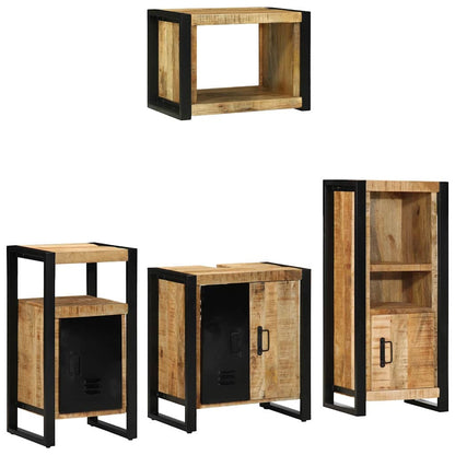 vidaXL Badezimmermöbel Set mit Regal 4 pcs Braun Massivholz Mango