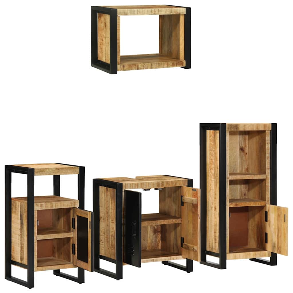 vidaXL Badezimmermöbel Set mit Regal 4 pcs Braun Massivholz Mango