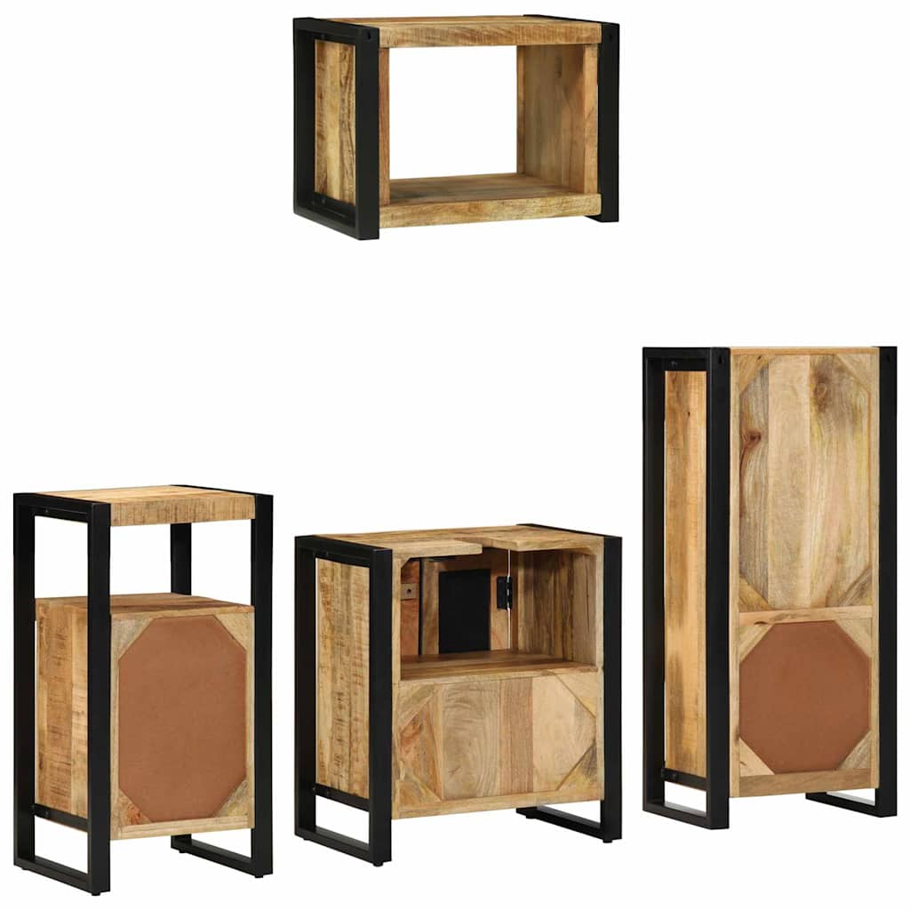 vidaXL Badezimmermöbel Set mit Regal 4 pcs Braun Massivholz Mango
