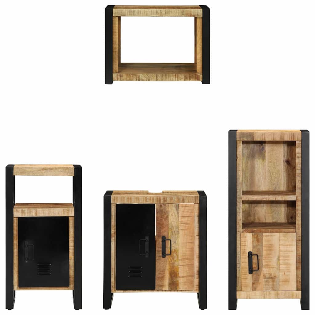 vidaXL Badezimmermöbel Set mit Regal 4 pcs Braun Massivholz Mango