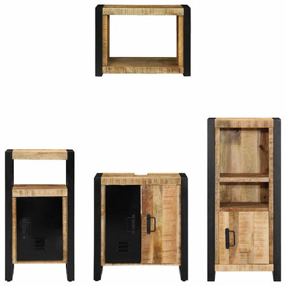 vidaXL Badezimmermöbel Set mit Regal 4 pcs Braun Massivholz Mango