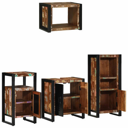Badezimmermöbel-Set mit Regal 4 pcs Massives upgecyceltes Holz