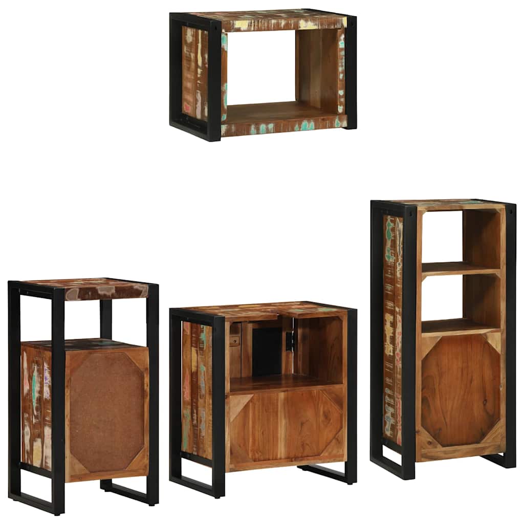 Badezimmermöbel-Set mit Regal 4 pcs Massives upgecyceltes Holz