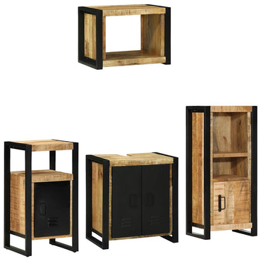 vidaXL Badezimmermöbel Set mit Regal 4 pcs Braun Massivholz Mango