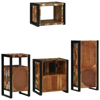 Badezimmermöbel-Set mit Regal 4 pcs Massives upgecyceltes Holz
