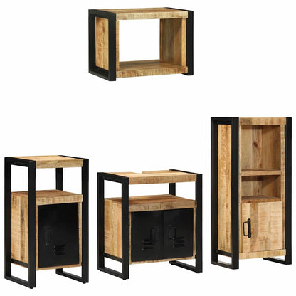 vidaXL Badezimmermöbel Set mit Regal 4 pcs Braun Massivholz Mango