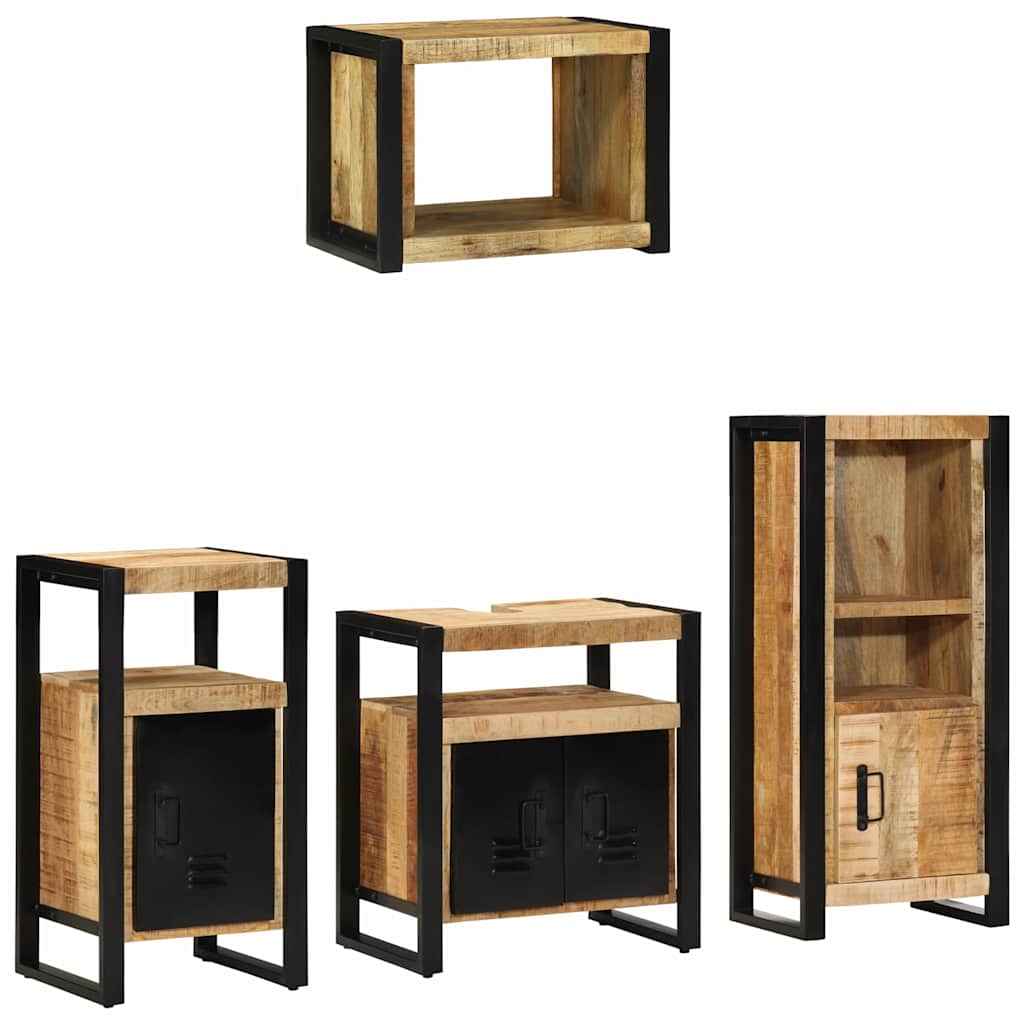 vidaXL Badezimmermöbel Set mit Regal 4 pcs Braun Massivholz Mango