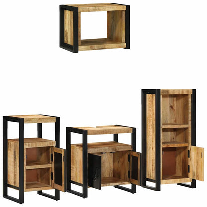 vidaXL Badezimmermöbel Set mit Regal 4 pcs Braun Massivholz Mango
