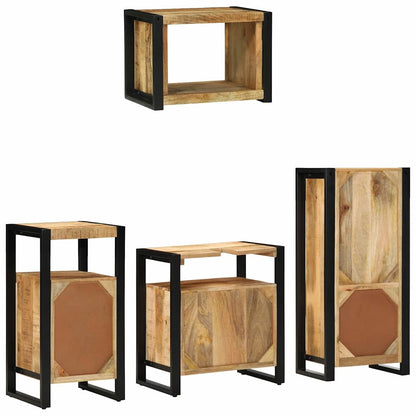 vidaXL Badezimmermöbel Set mit Regal 4 pcs Braun Massivholz Mango