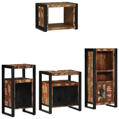 Badezimmermöbel-Set mit Regal 4 pcs Massives upgecyceltes Holz