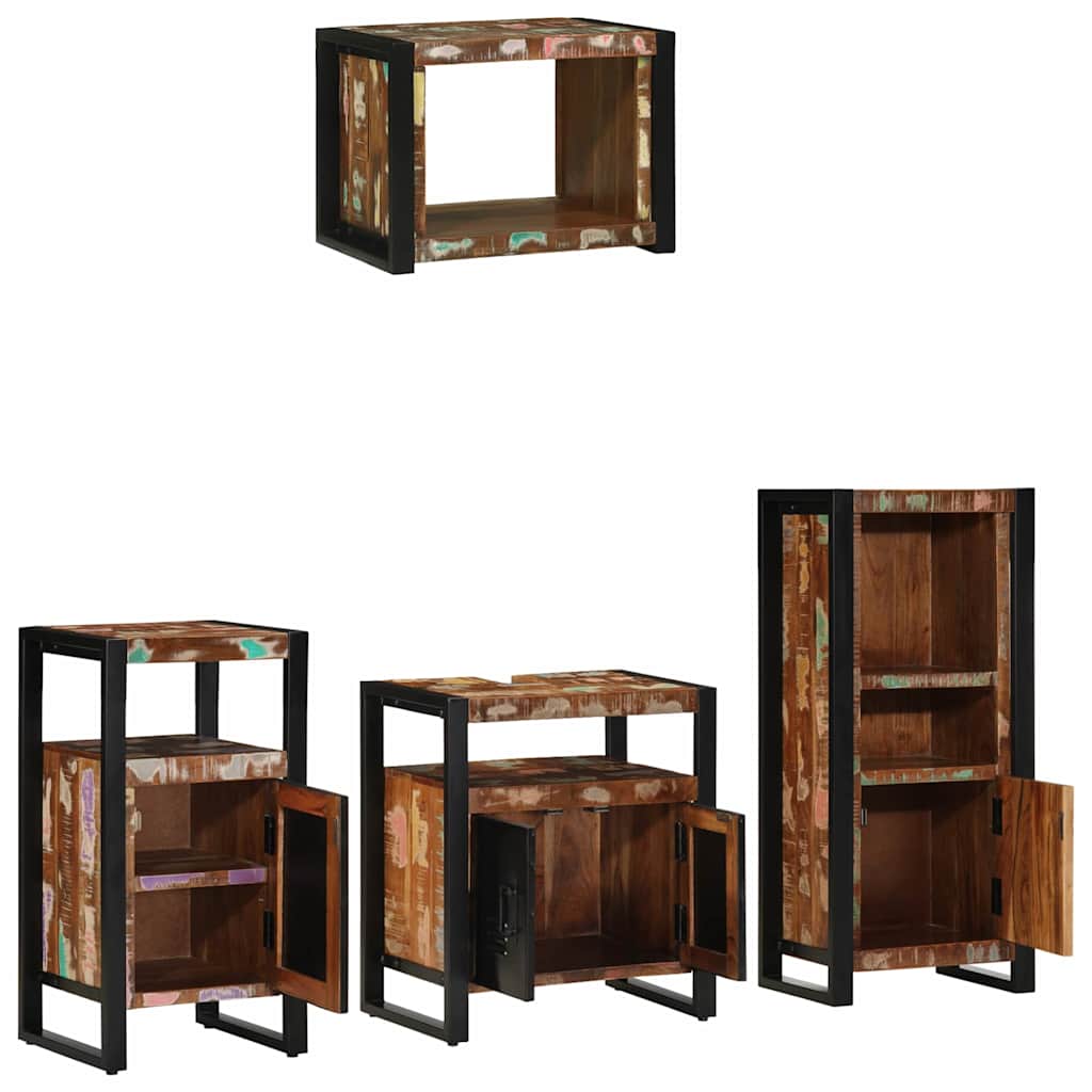 Badezimmermöbel-Set mit Regal 4 pcs Massives upgecyceltes Holz