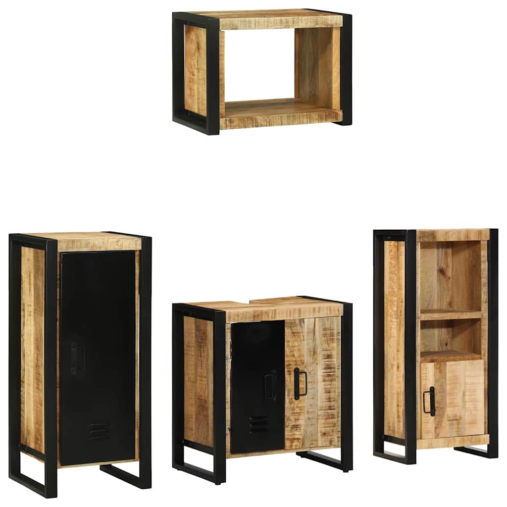 vidaXL Badezimmermöbel Set mit Regal 4 pcs Braun Massivholz Mango