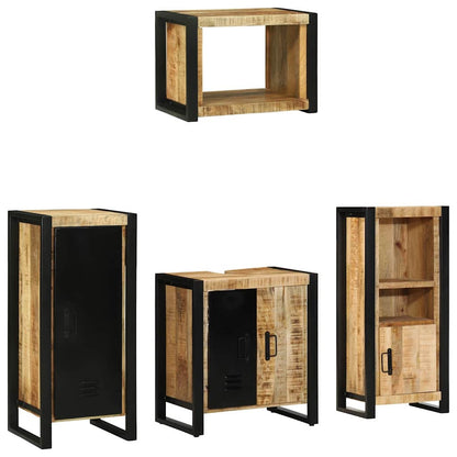 vidaXL Badezimmermöbel Set mit Regal 4 pcs Braun Massivholz Mango