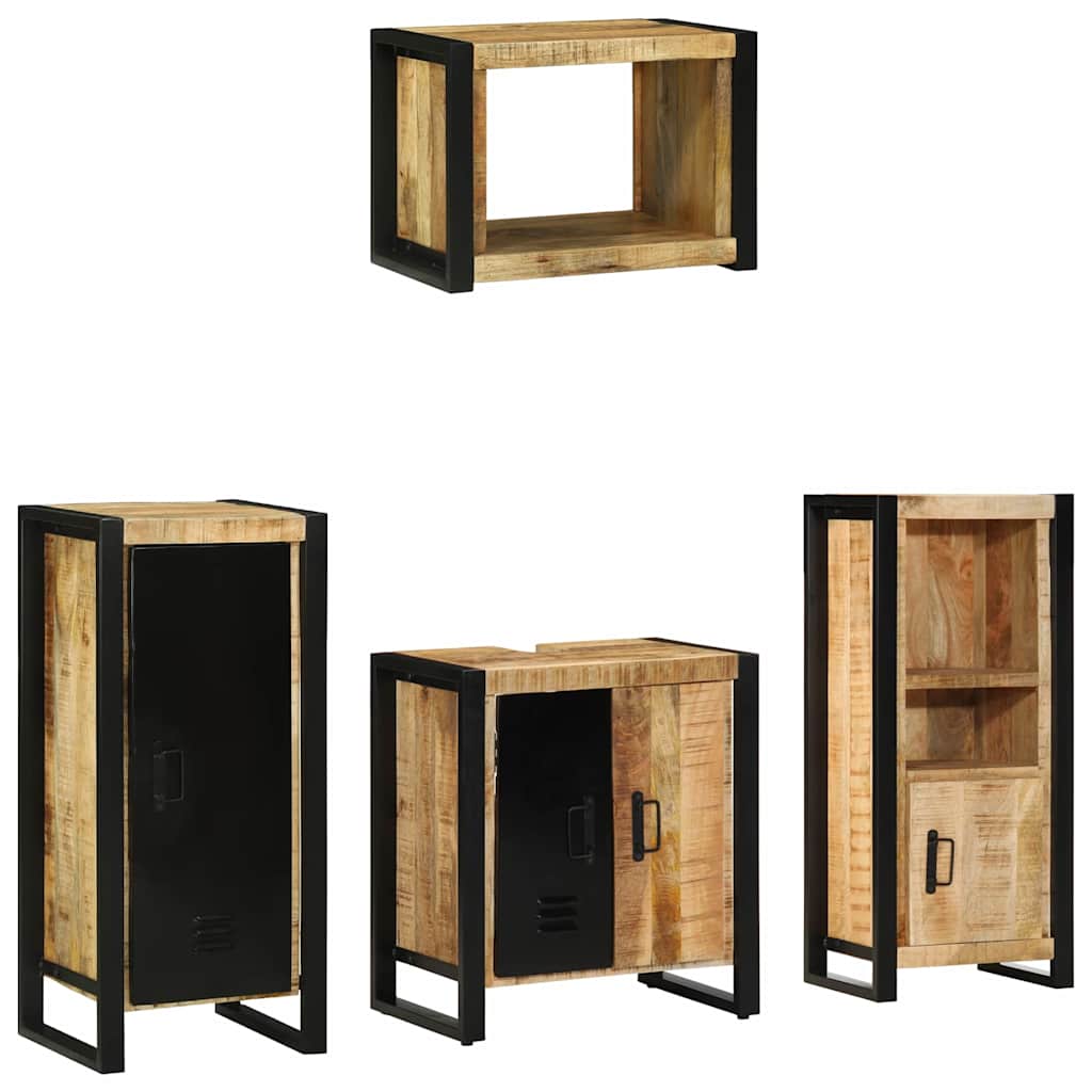 vidaXL Badezimmermöbel Set mit Regal 4 pcs Braun Massivholz Mango