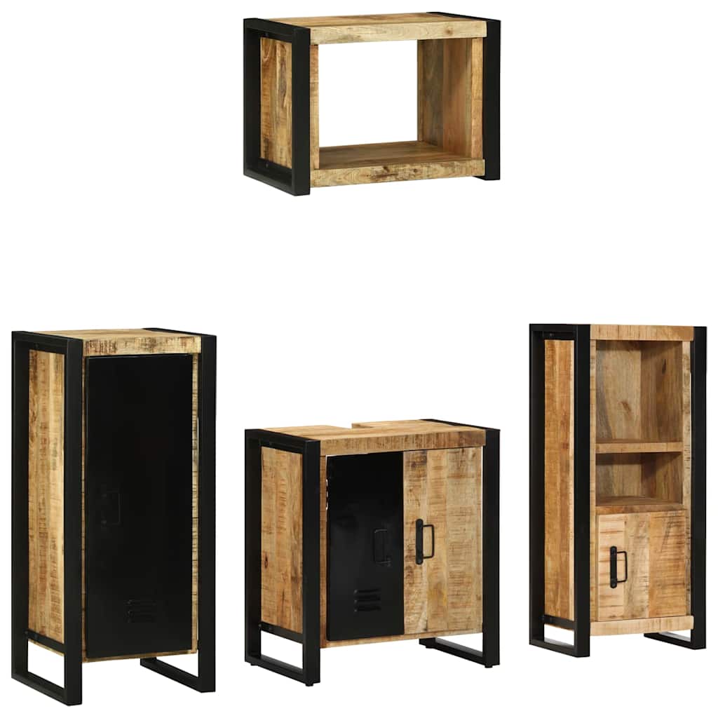vidaXL Badezimmermöbel Set mit Regal 4 pcs Braun Massivholz Mango