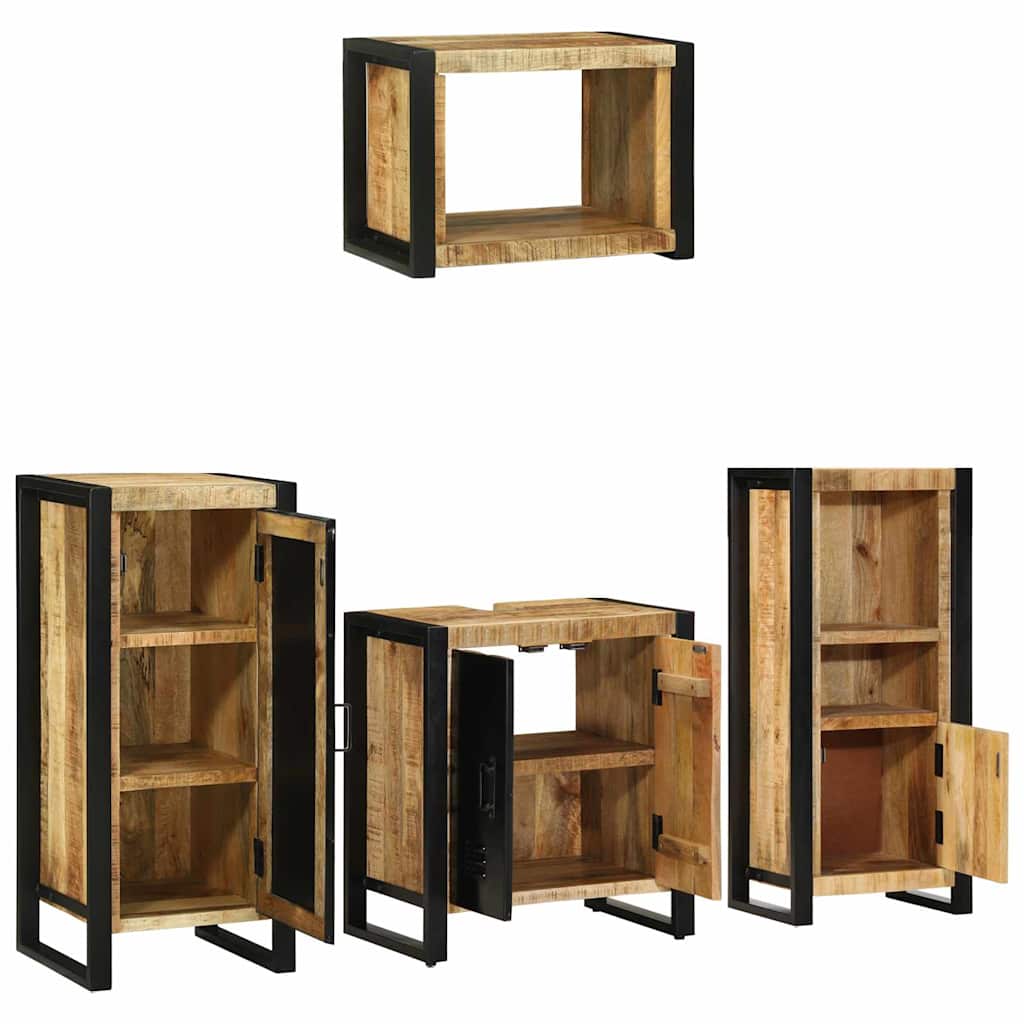 vidaXL Badezimmermöbel Set mit Regal 4 pcs Braun Massivholz Mango