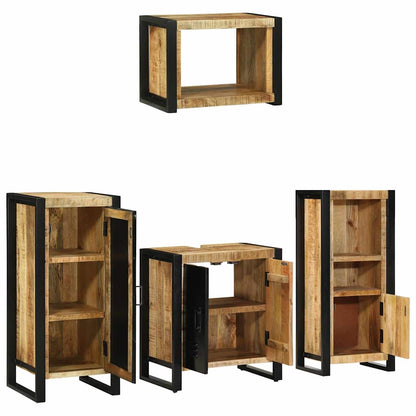 vidaXL Badezimmermöbel Set mit Regal 4 pcs Braun Massivholz Mango