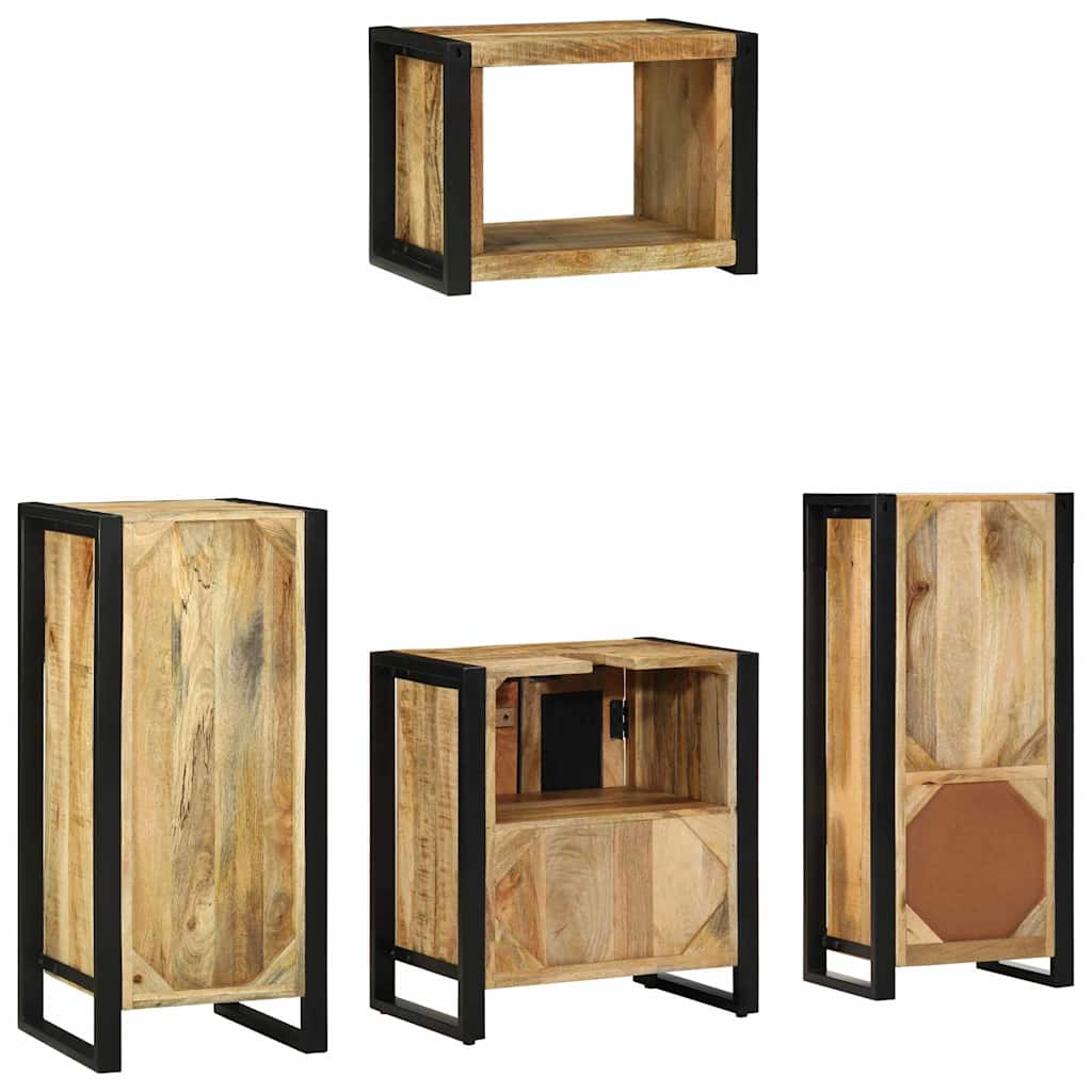 vidaXL Badezimmermöbel Set mit Regal 4 pcs Braun Massivholz Mango