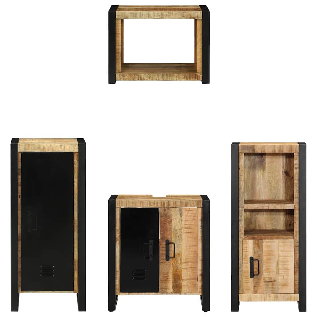 vidaXL Badezimmermöbel Set mit Regal 4 pcs Braun Massivholz Mango