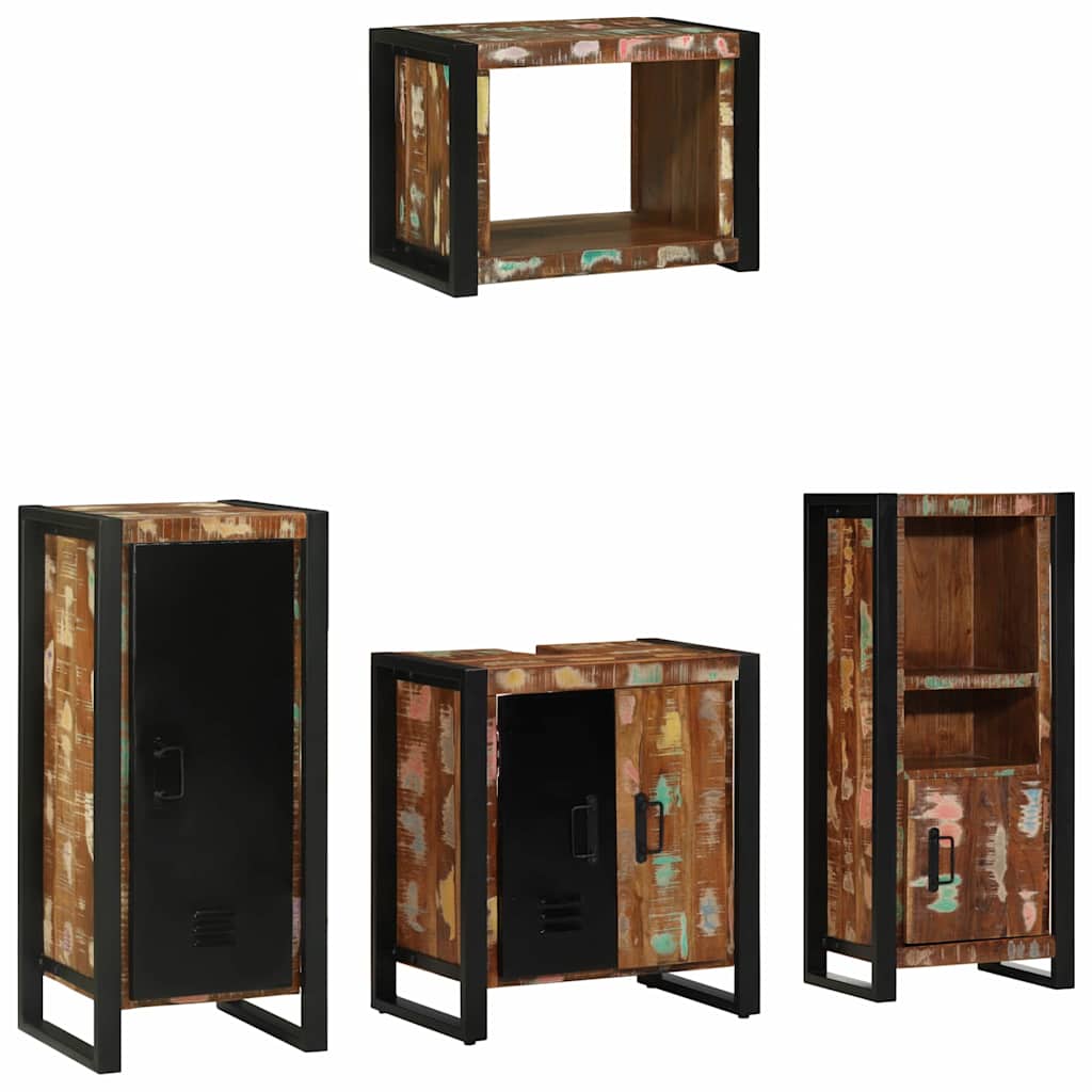 Badezimmermöbel-Set mit Regal 4 pcs Massives upgecyceltes Holz