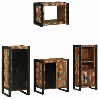 Badezimmermöbel-Set mit Regal 4 pcs Massives upgecyceltes Holz
