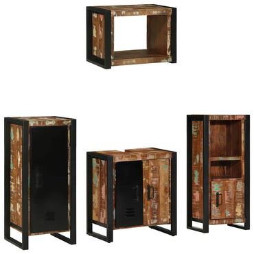 vidaXL Badezimmermöbel-Set mit Regal 4 pcs Massives upgecyceltes Holz