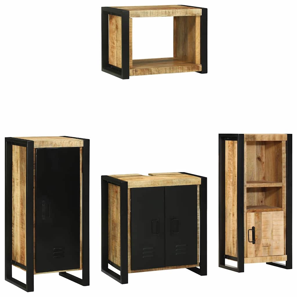 vidaXL Badezimmermöbel Set mit Regal 4 pcs Braun Massivholz Mango
