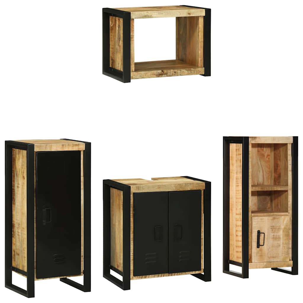 vidaXL Badezimmermöbel Set mit Regal 4 pcs Braun Massivholz Mango