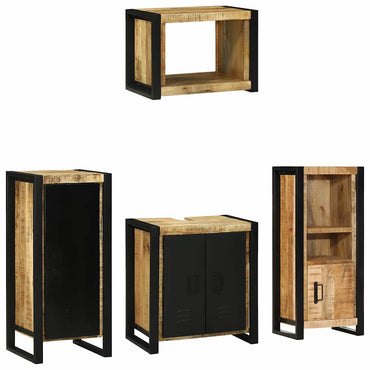 vidaXL Badezimmermöbel Set mit Regal 4 pcs Braun Massivholz Mango