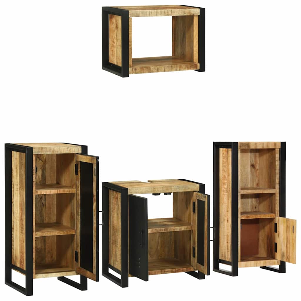 vidaXL Badezimmermöbel Set mit Regal 4 pcs Braun Massivholz Mango