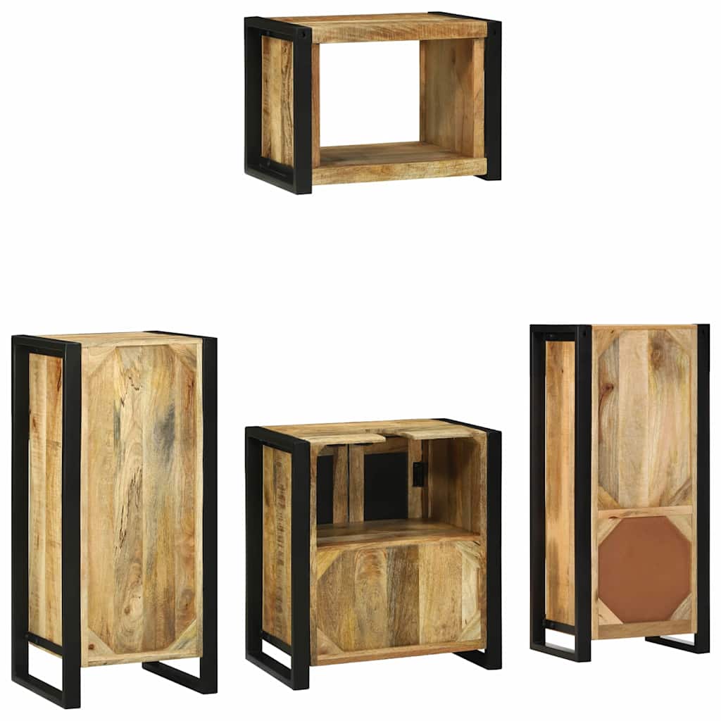 vidaXL Badezimmermöbel Set mit Regal 4 pcs Braun Massivholz Mango