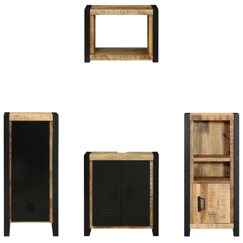 vidaXL Badezimmermöbel Set mit Regal 4 pcs Braun Massivholz Mango