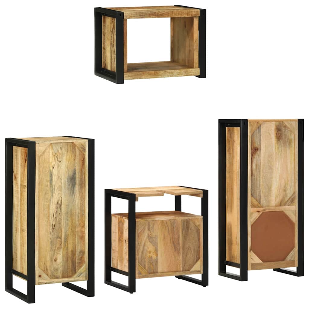 vidaXL Badezimmermöbel Set mit Regal 4 pcs Braun Massivholz Mango