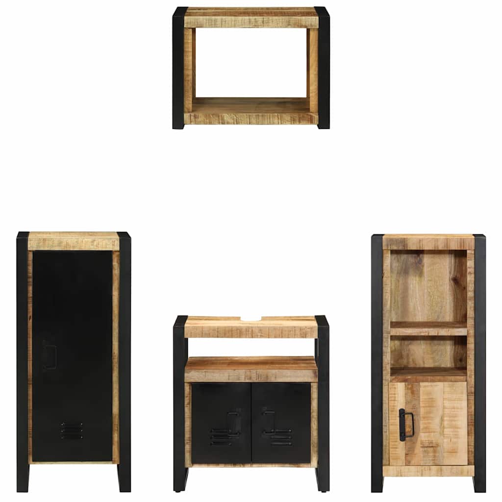 vidaXL Badezimmermöbel Set mit Regal 4 pcs Braun Massivholz Mango