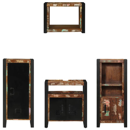 vidaXL Badezimmermöbel-Set mit Regal 4 pcs Massives upgecyceltes Holz