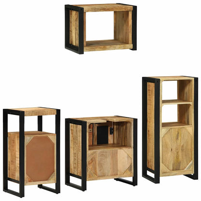vidaXL Badezimmermöbel-Set 4 pcs Braun und Schwarz Massivholz Mango