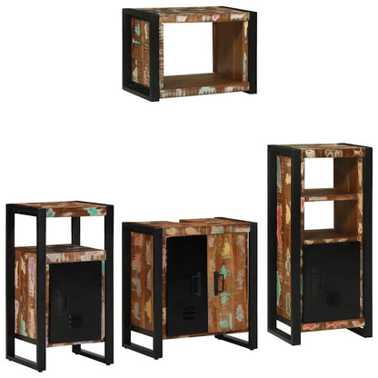 vidaXL Ensemble de meubles de salle de bain avec étagère 4 pcs Bois massif de récupération