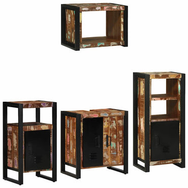 vidaXL Ensemble de meubles de salle de bain avec étagère 4 pcs Bois massif de récupération