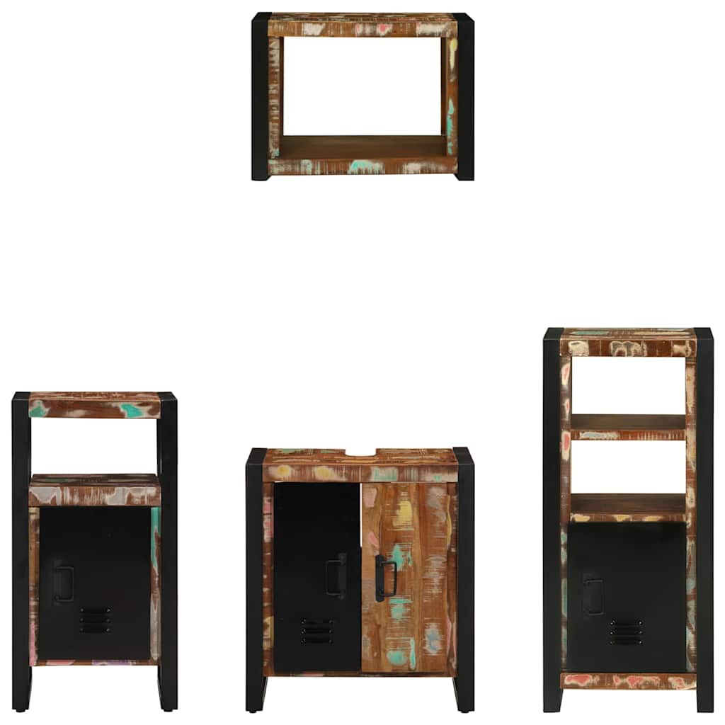 vidaXL Ensemble de meubles de salle de bain avec étagère 4 pcs Bois massif de récupération