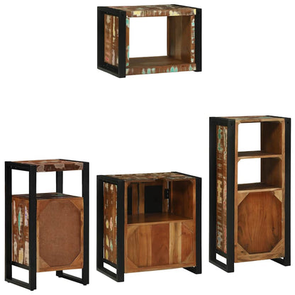 Badezimmermöbel-Set mit Regal 4 pcs Massives upgecyceltes Holz