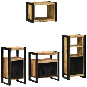 vidaXL Ensemble de meubles de salle de bain 4 pcs Marron et noir Bois de manguier massif