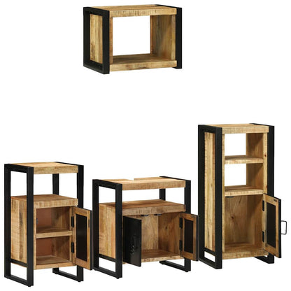 vidaXL Badezimmermöbel-Set 4 pcs Braun und Schwarz Massivholz Mango