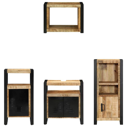 vidaXL Badezimmermöbel-Set 4 pcs Braun und Schwarz Massivholz Mango