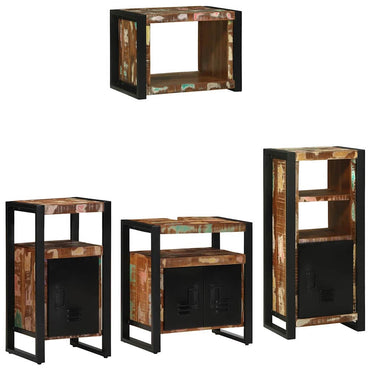 vidaXL Ensemble de meubles de salle de bain avec étagère 4 pcs Bois massif de récupération