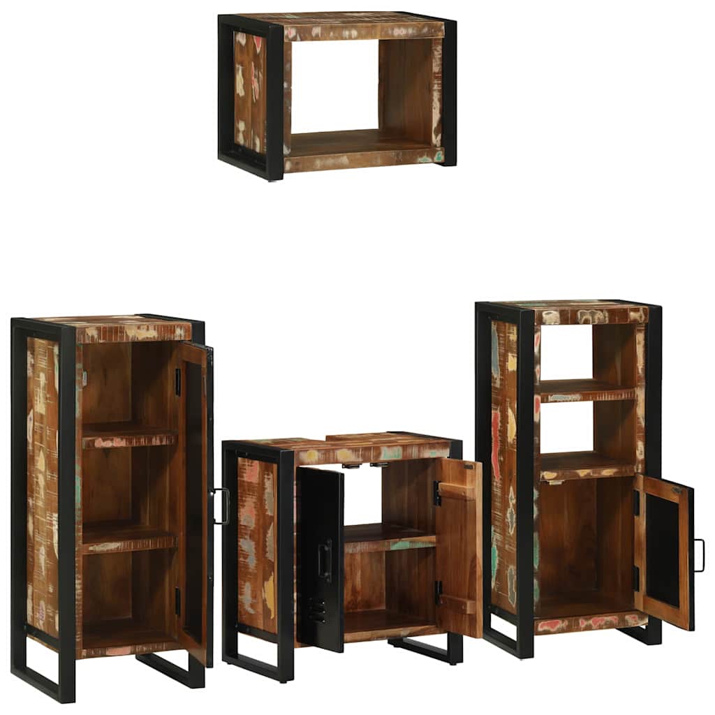 Badezimmermöbel-Set mit Regal 4 pcs Massives upgecyceltes Holz