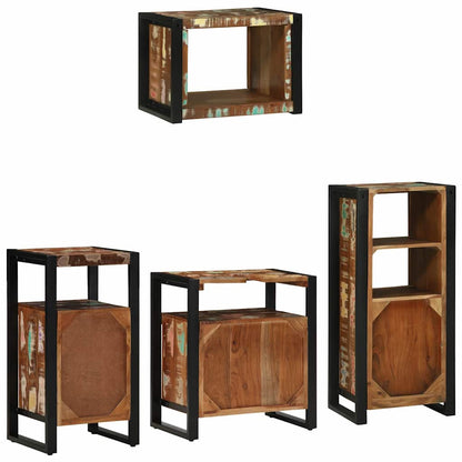 Badezimmermöbel-Set mit Regal 4 pcs Massives upgecyceltes Holz