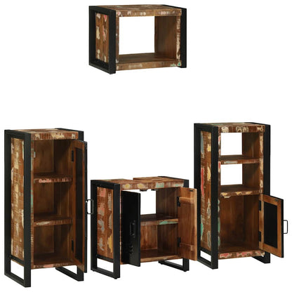 Badezimmermöbel-Set mit Regal 4 pcs Massives upgecyceltes Holz