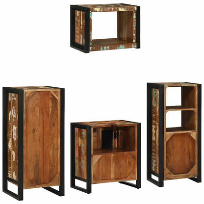 Badezimmermöbel-Set mit Regal 4 pcs Massives upgecyceltes Holz