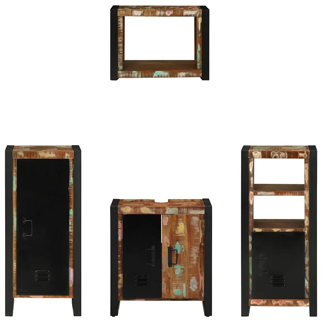 Badezimmermöbel-Set mit Regal 4 pcs Massives upgecyceltes Holz
