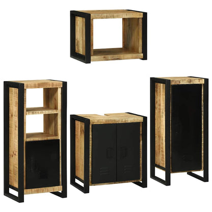 Badezimmermöbel-Set mit Regal 4 pcs Braun Massives Mangoholz